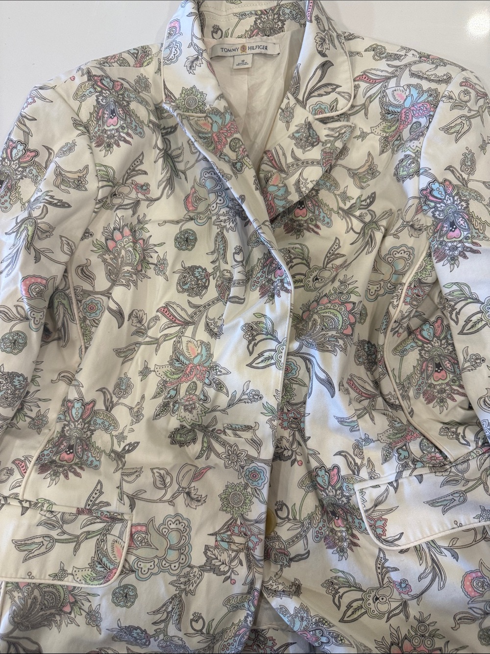 Tommy Hilfiger White Floral Print Button-Down Women’s Blazer